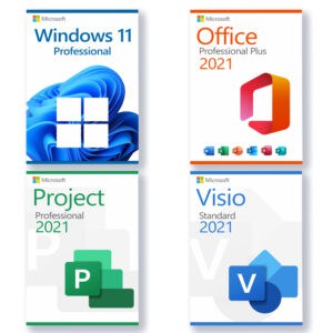 Microsoft Windows 11 Pro + Microsoft Office 2021 Professional Plus + Microsoft Project 2021 Professional + Microsoft Visio 2021 Standard Licenza per 3PC